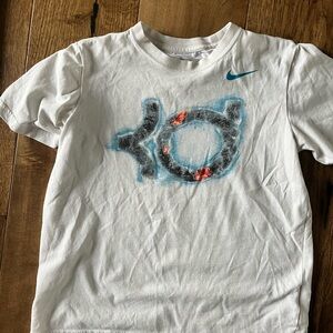 Nike White and Blue Short Sleeve Tee